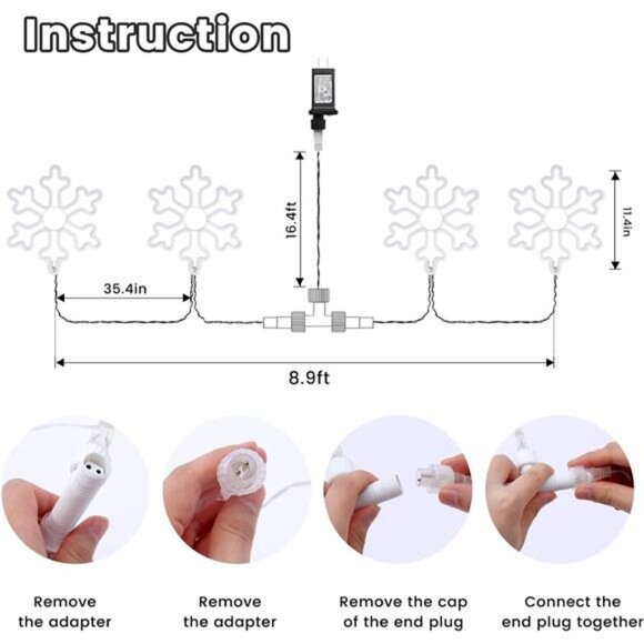 Christmas Decorations Outdoor Lights,4pcs LED Snowflake Lights,11.4”Snowflake - Picture 4 of 7